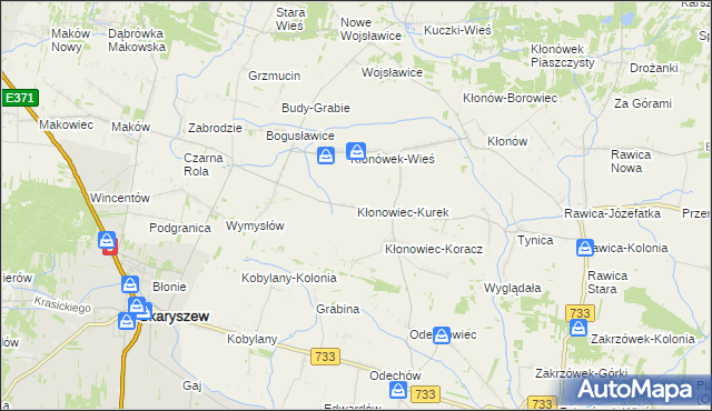 mapa Kłonowiec-Kurek, Kłonowiec-Kurek na mapie Targeo