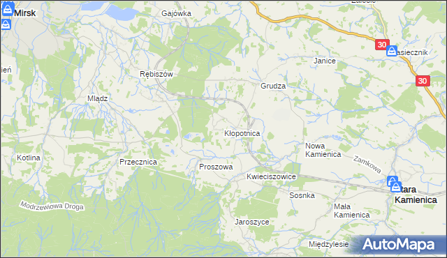 mapa Kłopotnica, Kłopotnica na mapie Targeo