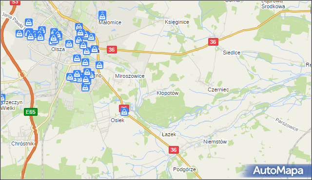 mapa Kłopotów gmina Lubin, Kłopotów gmina Lubin na mapie Targeo