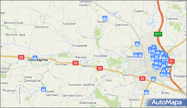 mapa Kluczewo gmina Płońsk, Kluczewo gmina Płońsk na mapie Targeo