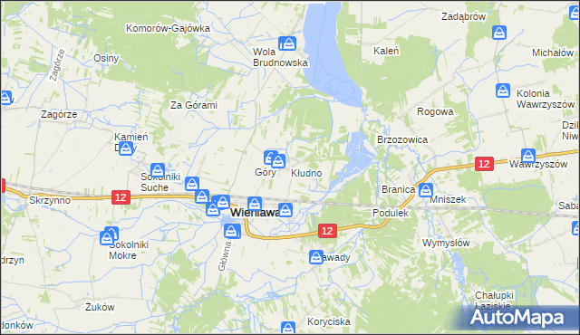 mapa Kłudno gmina Wieniawa, Kłudno gmina Wieniawa na mapie Targeo