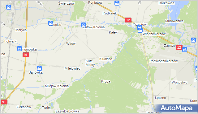 mapa Kłudzice, Kłudzice na mapie Targeo