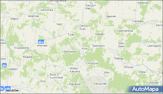 mapa Kluki gmina Kałuszyn, Kluki gmina Kałuszyn na mapie Targeo