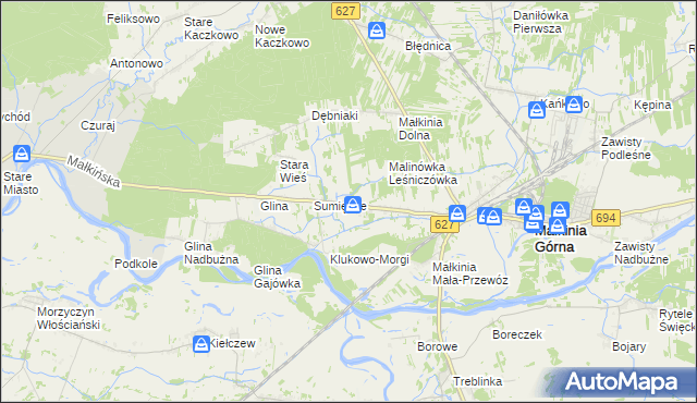 mapa Klukowo gmina Małkinia Górna, Klukowo gmina Małkinia Górna na mapie Targeo