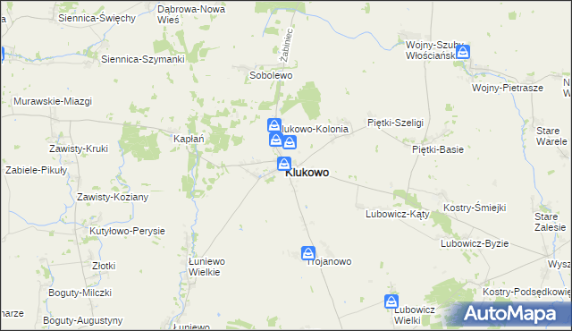 mapa Klukowo powiat wysokomazowiecki, Klukowo powiat wysokomazowiecki na mapie Targeo