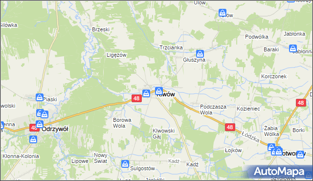 mapa Klwów, Klwów na mapie Targeo