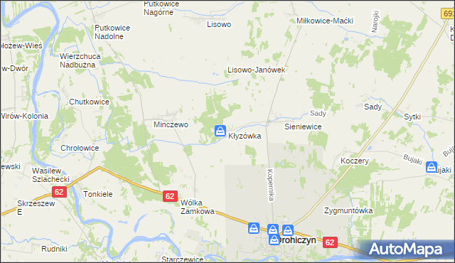 mapa Kłyzówka, Kłyzówka na mapie Targeo