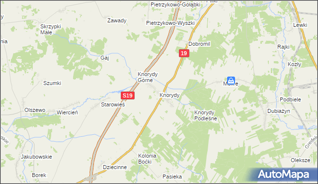 mapa Knorydy, Knorydy na mapie Targeo