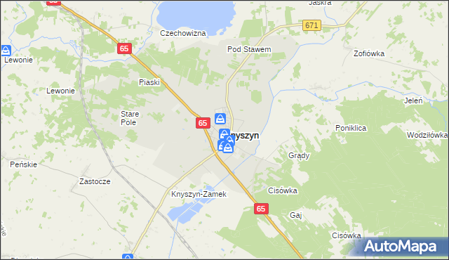 mapa Knyszyn powiat moniecki, Knyszyn powiat moniecki na mapie Targeo