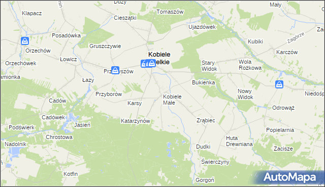 mapa Kobiele Małe, Kobiele Małe na mapie Targeo