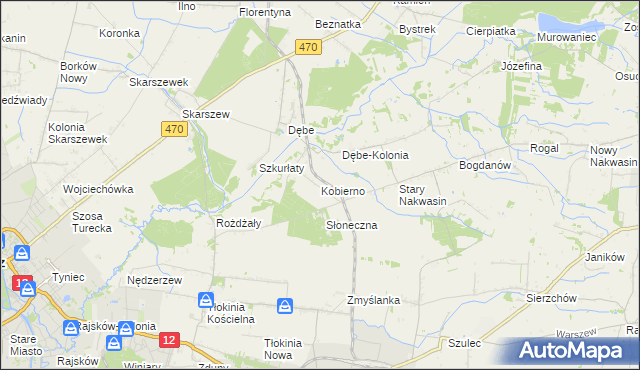 mapa Kobierno gmina Opatówek, Kobierno gmina Opatówek na mapie Targeo