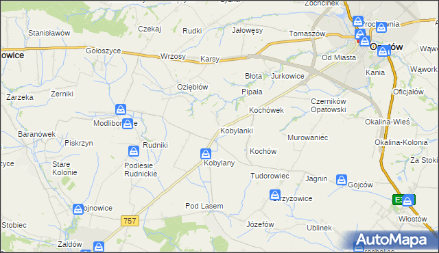 mapa Kobylanki gmina Opatów, Kobylanki gmina Opatów na mapie Targeo