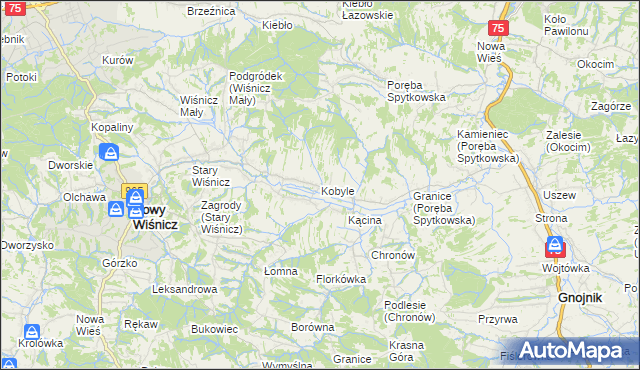 mapa Kobyle gmina Nowy Wiśnicz, Kobyle gmina Nowy Wiśnicz na mapie Targeo
