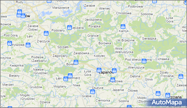 mapa Kobylec gmina Łapanów, Kobylec gmina Łapanów na mapie Targeo