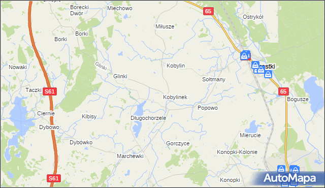 mapa Kobylinek gmina Prostki, Kobylinek gmina Prostki na mapie Targeo