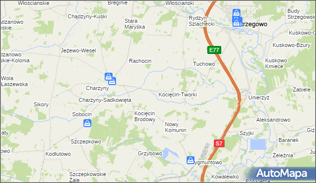 mapa Kocięcin-Tworki, Kocięcin-Tworki na mapie Targeo