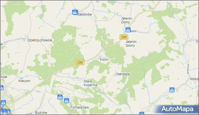 mapa Kocin gmina Żagań, Kocin gmina Żagań na mapie Targeo