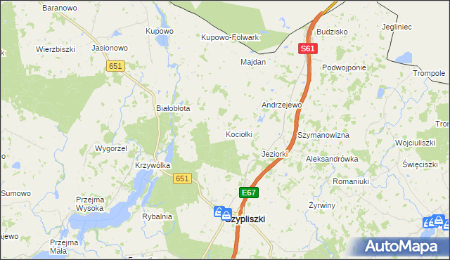 mapa Kociołki gmina Szypliszki, Kociołki gmina Szypliszki na mapie Targeo