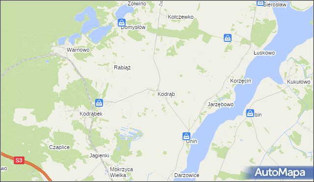mapa Kodrąb gmina Wolin, Kodrąb gmina Wolin na mapie Targeo