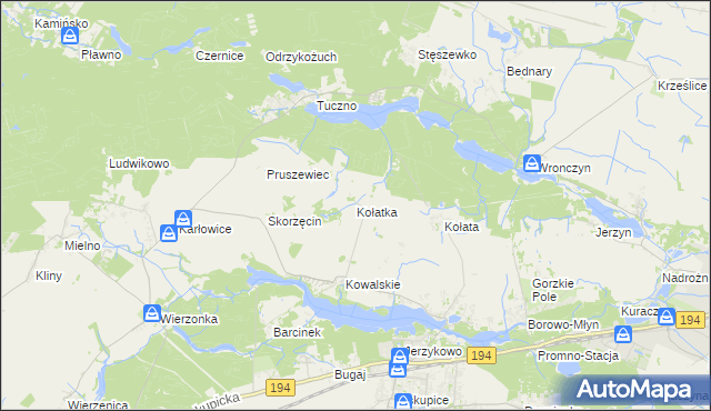 mapa Kołatka gmina Pobiedziska, Kołatka gmina Pobiedziska na mapie Targeo