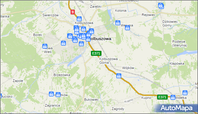 mapa Kolbuszowa Górna, Kolbuszowa Górna na mapie Targeo