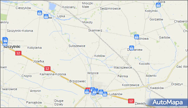 mapa Kołdów, Kołdów na mapie Targeo