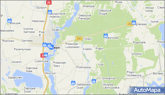 mapa Kolebki, Kolebki na mapie Targeo