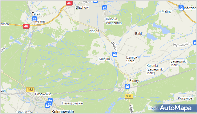 mapa Kolejka, Kolejka na mapie Targeo