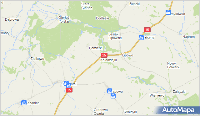 mapa Kołodziejki, Kołodziejki na mapie Targeo