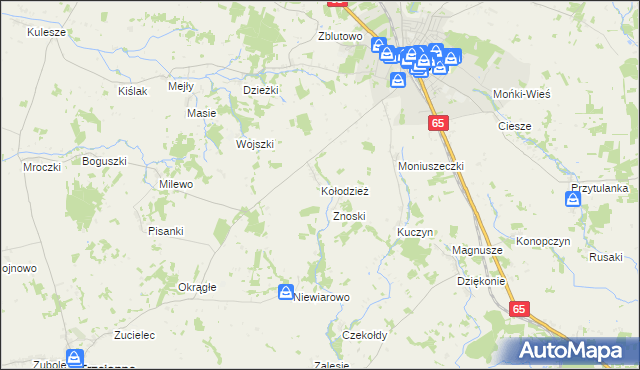 mapa Kołodzież, Kołodzież na mapie Targeo