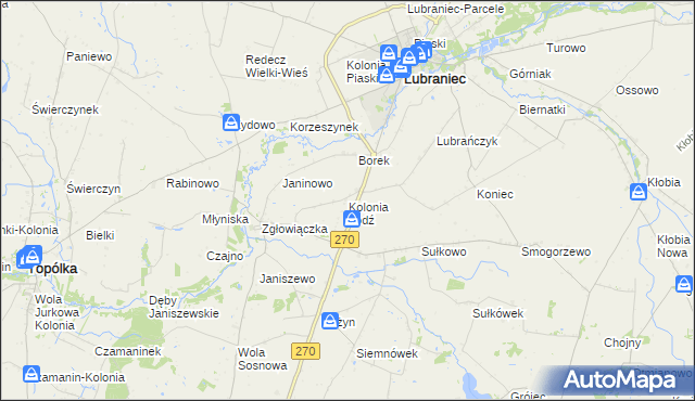 mapa Kolonia Łódź, Kolonia Łódź na mapie Targeo
