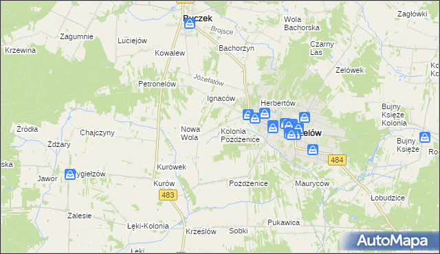 mapa Kolonia Pożdżenice, Kolonia Pożdżenice na mapie Targeo