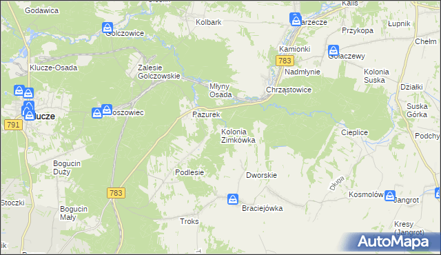 mapa Kolonia Zimkówka, Kolonia Zimkówka na mapie Targeo