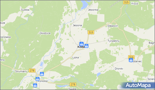 mapa Kolsko, Kolsko na mapie Targeo