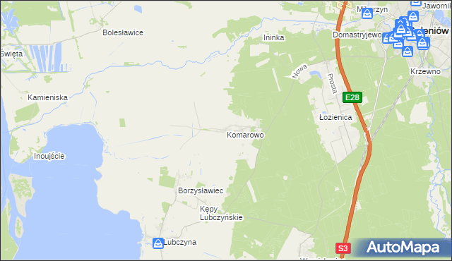 mapa Komarowo, Komarowo na mapie Targeo