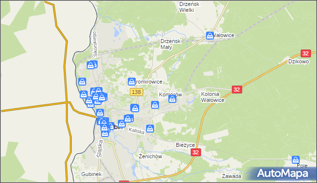 mapa Komorów gmina Gubin, Komorów gmina Gubin na mapie Targeo