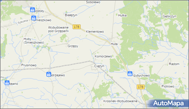 mapa Komorzewo, Komorzewo na mapie Targeo