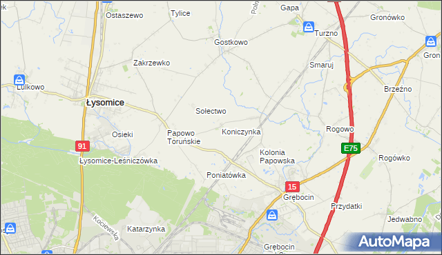 mapa Koniczynka, Koniczynka na mapie Targeo