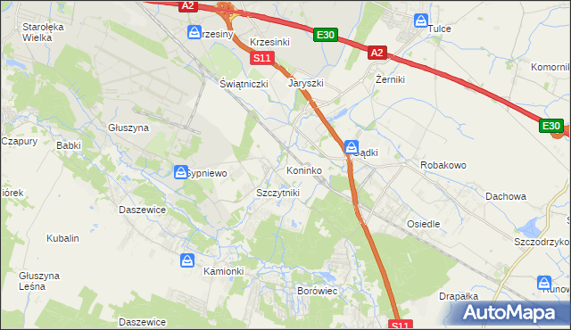 mapa Koninko, Koninko na mapie Targeo