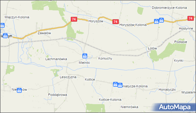 mapa Koniuchy, Koniuchy na mapie Targeo