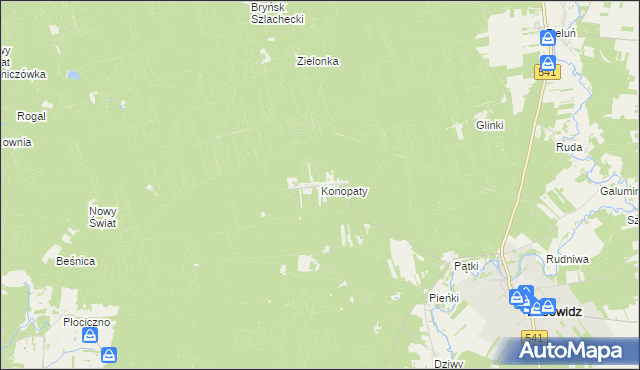 mapa Konopaty, Konopaty na mapie Targeo