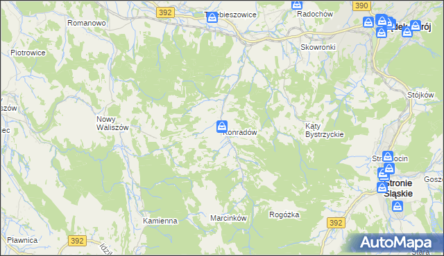 mapa Konradów gmina Lądek-Zdrój, Konradów gmina Lądek-Zdrój na mapie Targeo