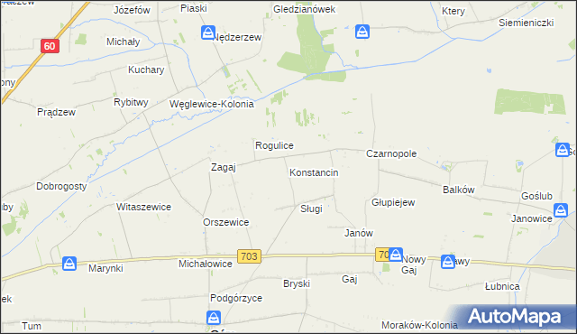 mapa Konstancin gmina Góra Świętej Małgorzaty, Konstancin gmina Góra Świętej Małgorzaty na mapie Targeo