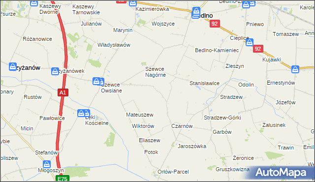 mapa Konstantynów gmina Bedlno, Konstantynów gmina Bedlno na mapie Targeo