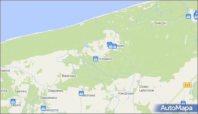 mapa Kopalino, Kopalino na mapie Targeo