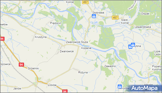 mapa Kopanie gmina Skarbimierz, Kopanie gmina Skarbimierz na mapie Targeo