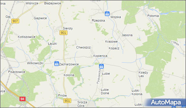 mapa Kopienica, Kopienica na mapie Targeo