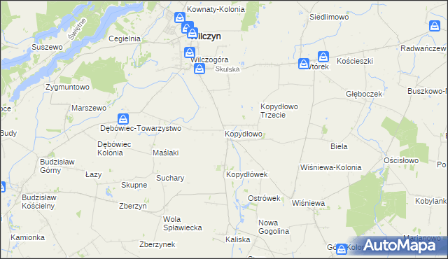 mapa Kopydłowo gmina Wilczyn, Kopydłowo gmina Wilczyn na mapie Targeo
