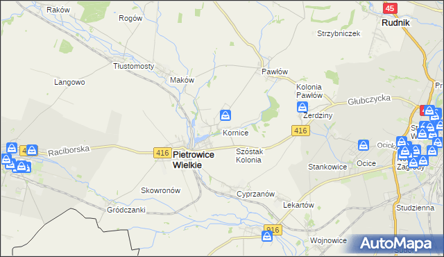 mapa Kornice, Kornice na mapie Targeo