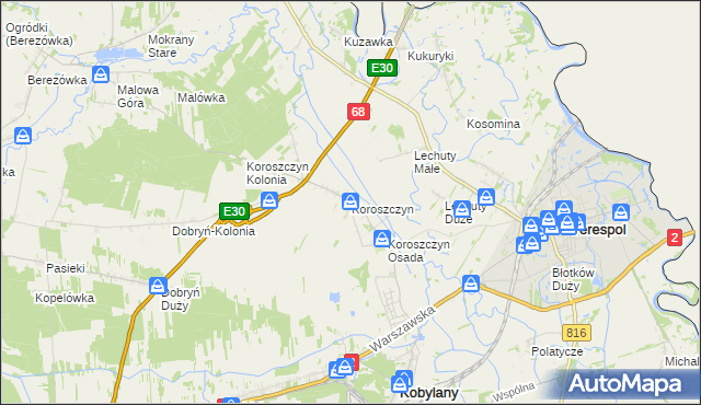 mapa Koroszczyn, Koroszczyn na mapie Targeo